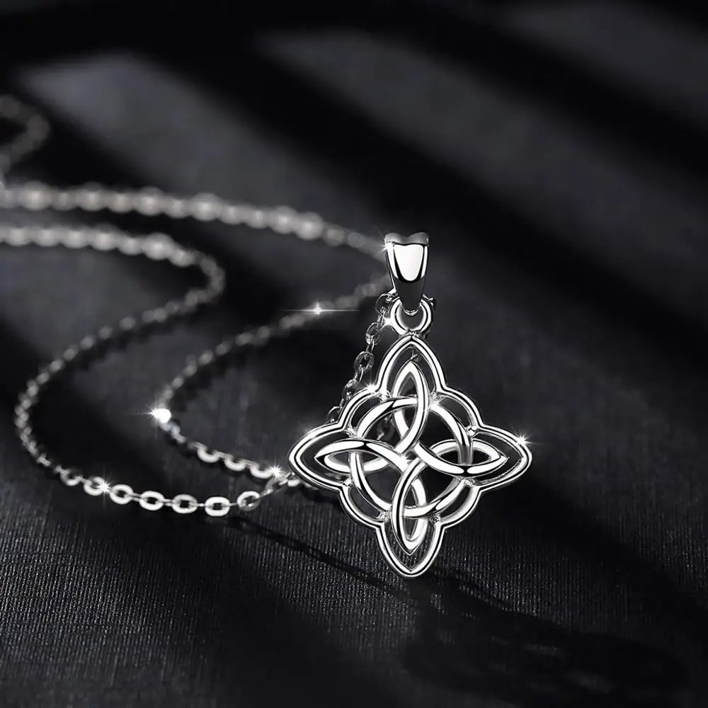 Eudora Sterling Silver Good Luck Irish Celtic Knot Pendant Necklace with Gift Box Fashion Women Jewelry Silver Knot Charm CYD200