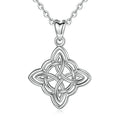 Eudora Sterling Silver Good Luck Irish Celtic Knot Pendant Necklace with Gift Box Fashion Women Jewelry Silver Knot Charm CYD200