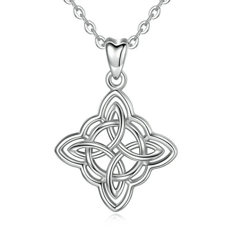 Eudora Sterling Silver Good Luck Irish Celtic Knot Pendant Necklace with Gift Box Fashion Women Jewelry Silver Knot Charm CYD200