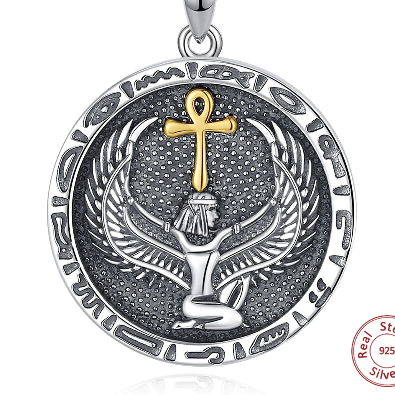 Eudora 925 Sterling Silver Ankh Cross Necklace Egyptian Goodness Amulet Pendant Egyptian Jewelry Personality Gift for Women Man