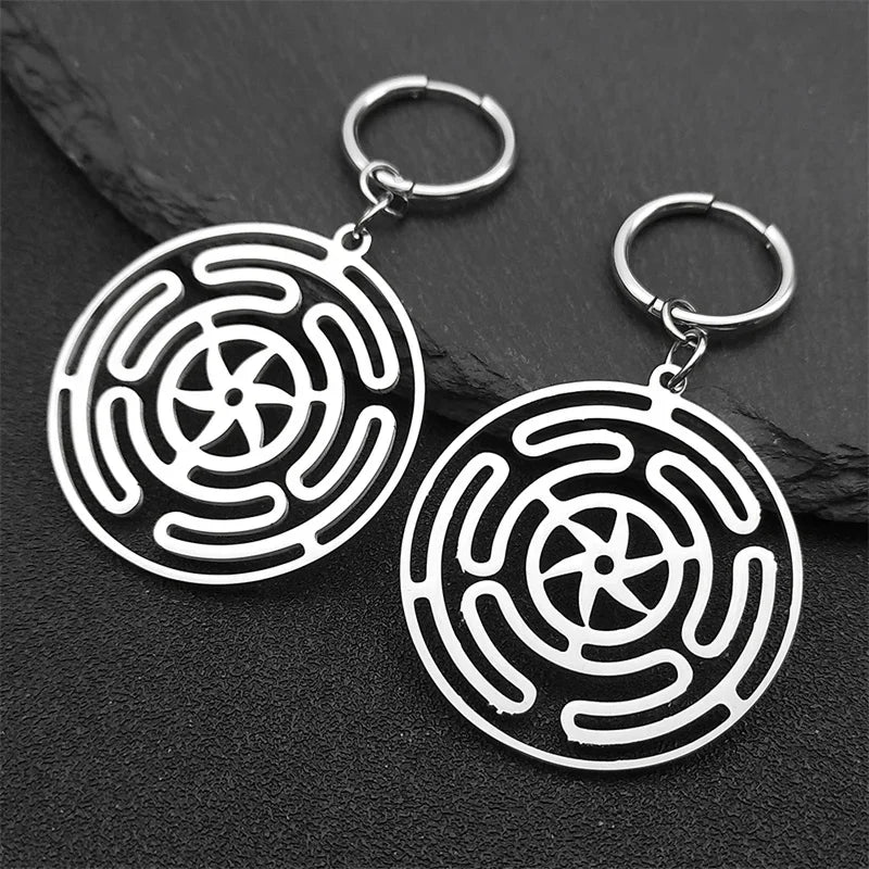 Hekate Wheel Stainless Steel Necklace Pendant Strophalos Hecate Magic Symbol Logo Charm PIN colier femme Jewelry N3046S03