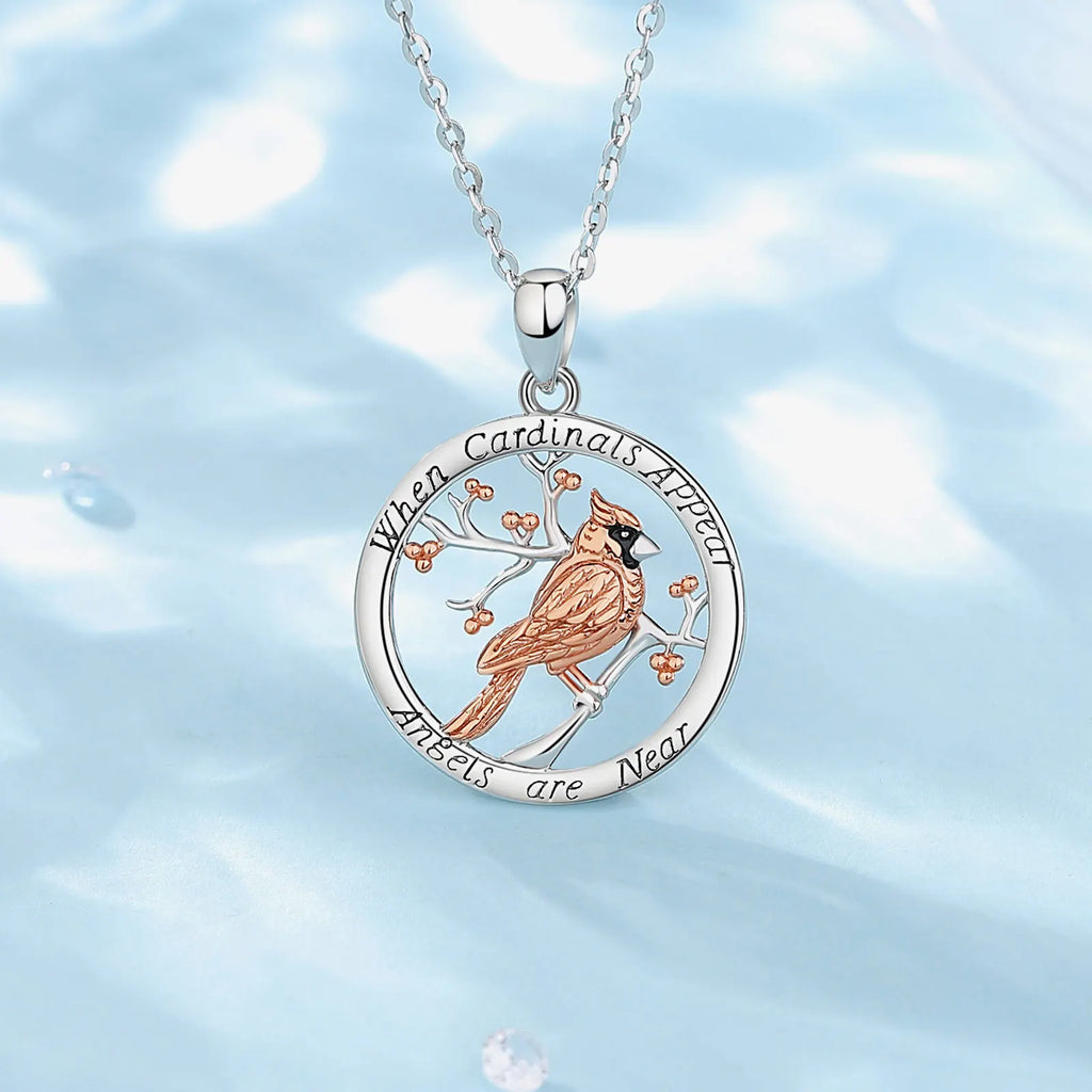 Eudora 925 Sterling Silver Cardinal Bird Necklace Rose Gold Color Animal Totem Christian Pendant Men Women Fine Jewelry Gift