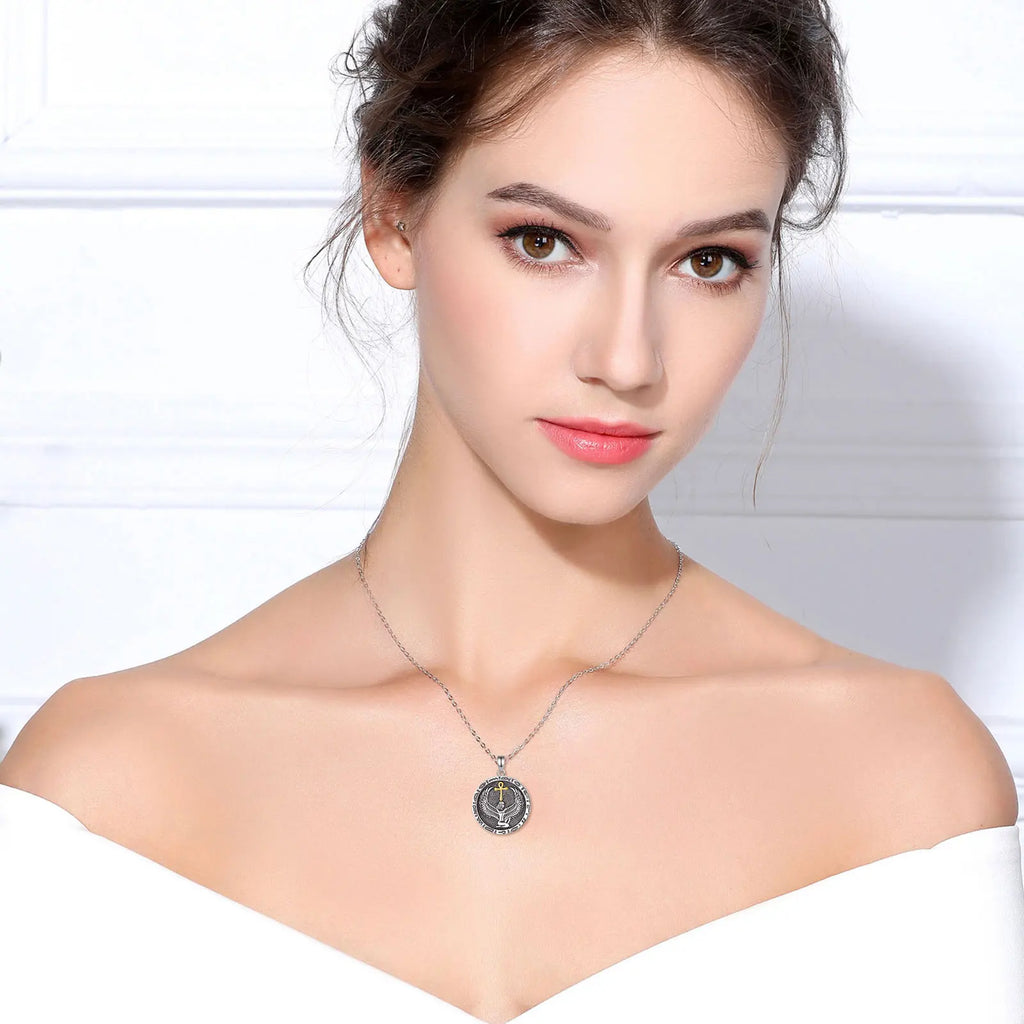 Eudora 925 Sterling Silver Ankh Cross Necklace Egyptian Goodness Amulet Pendant Egyptian Jewelry Personality Gift for Women Man