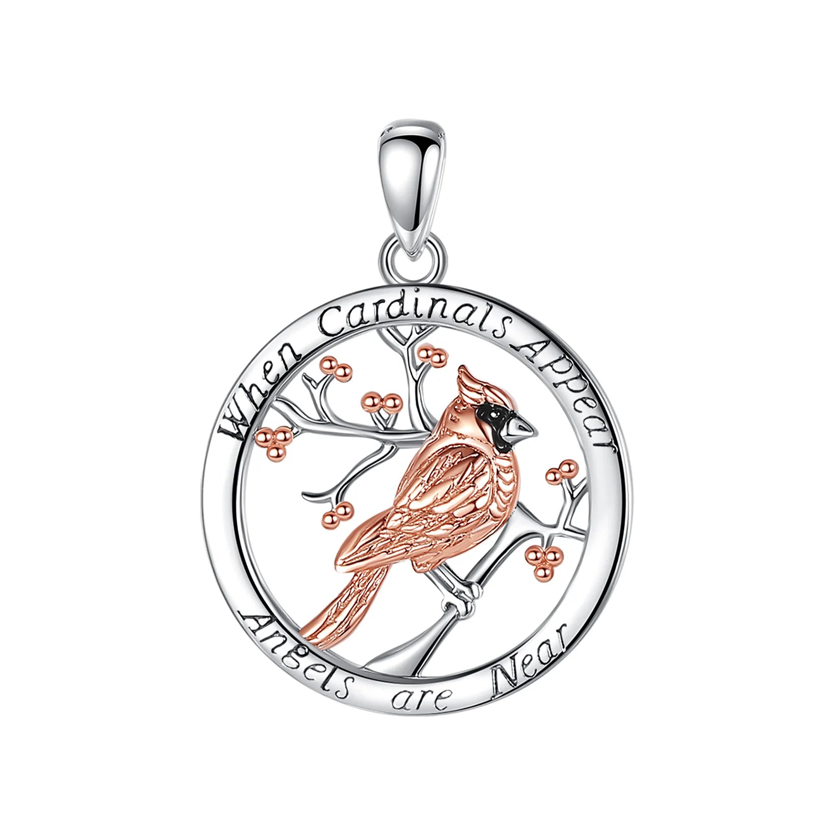 Eudora 925 Sterling Silver Cardinal Bird Necklace Rose Gold Color Animal Totem Christian Pendant Men Women Fine Jewelry Gift