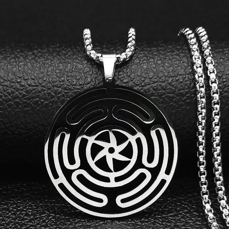 Hekate Wheel Stainless Steel Necklace Pendant Strophalos Hecate Magic Symbol Logo Charm PIN colier femme Jewelry N3046S03