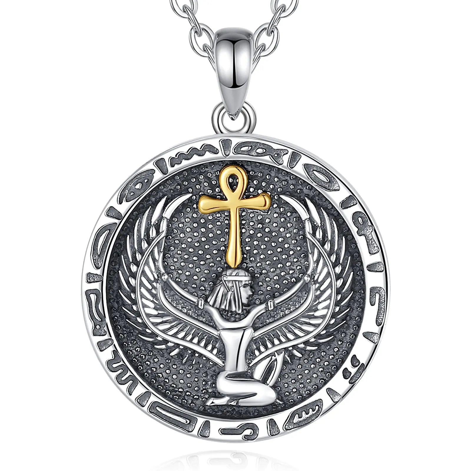Eudora 925 Sterling Silver Ankh Cross Necklace Egyptian Goodness Amulet Pendant Egyptian Jewelry Personality Gift for Women Man