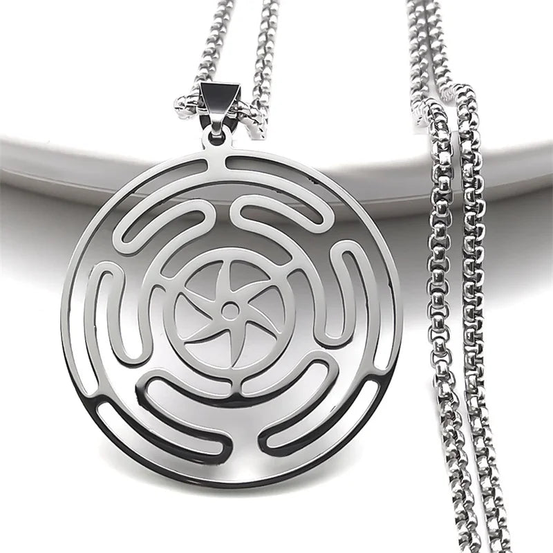 Hekate Wheel Stainless Steel Necklace Pendant Strophalos Hecate Magic Symbol Logo Charm PIN colier femme Jewelry N3046S03