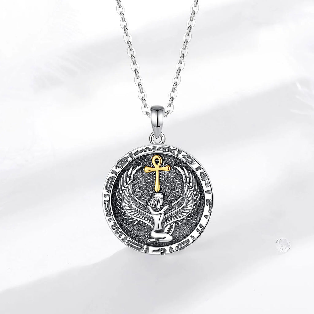 Eudora 925 Sterling Silver Ankh Cross Necklace Egyptian Goodness Amulet Pendant Egyptian Jewelry Personality Gift for Women Man
