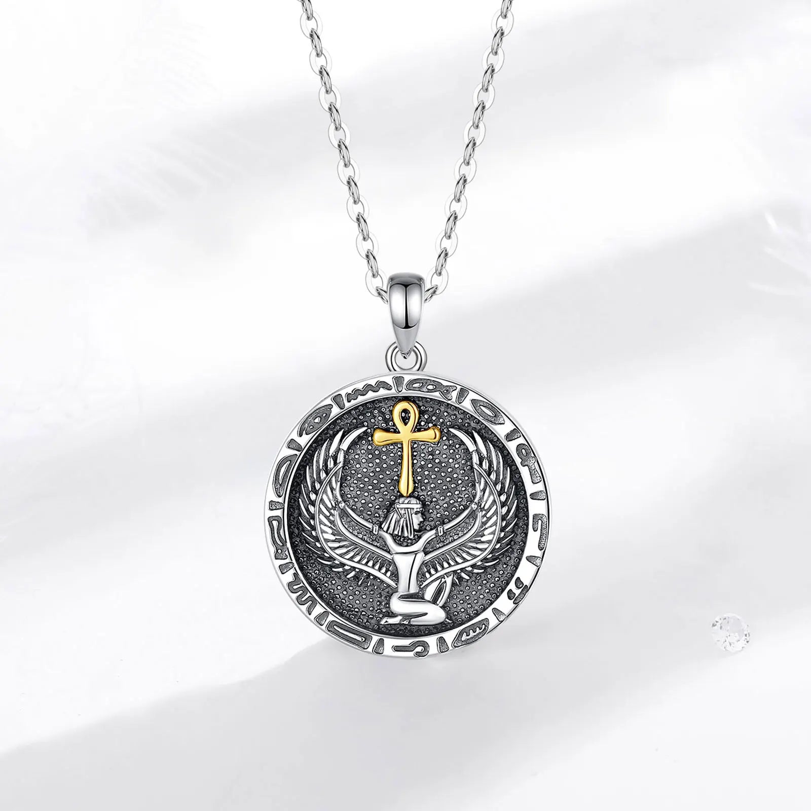 Eudora 925 Sterling Silver Ankh Cross Necklace Egyptian Goodness Amulet Pendant Egyptian Jewelry Personality Gift for Women Man