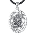 Eudora 925 Sterling Silver Saint Azrael Necklace Vintage Embossed Religious Pendant Personality Jewelry Gift for Men Women