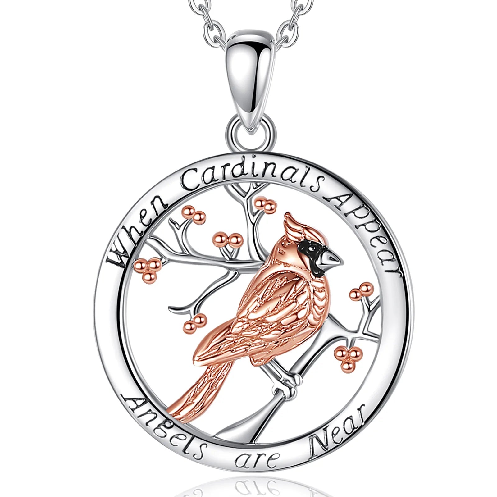Eudora 925 Sterling Silver Cardinal Bird Necklace Rose Gold Color Animal Totem Christian Pendant Men Women Fine Jewelry Gift