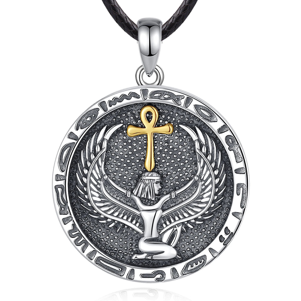 Eudora 925 Sterling Silver Ankh Cross Necklace Egyptian Goodness Amulet Pendant Egyptian Jewelry Personality Gift for Women Man