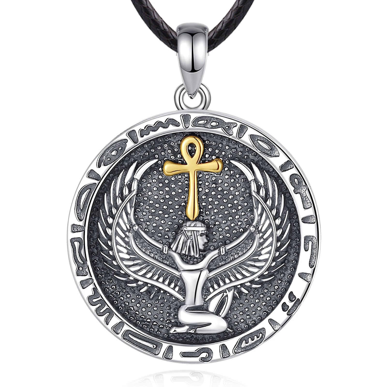Eudora 925 Sterling Silver Ankh Cross Necklace Egyptian Goodness Amulet Pendant Egyptian Jewelry Personality Gift for Women Man