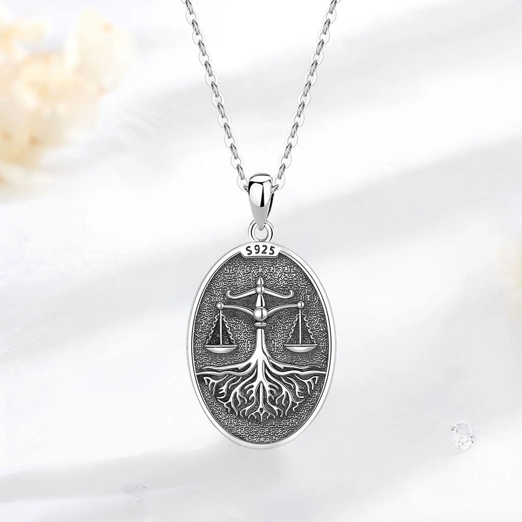 Eudora 925 Sterling Silver Themis Goddess of Justice Necklace Sword Balance Scales Pendant  Wicca Pagan Jewelry Gift for Unisex