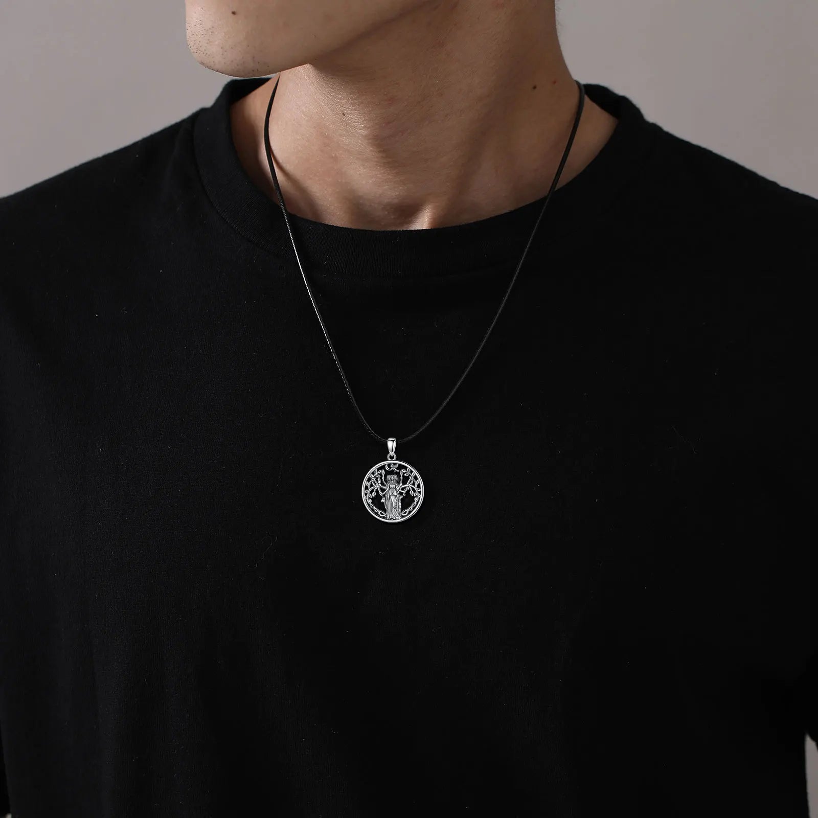 Eudora 925 Sterling Silver Triple Moon Goddess Necklace Hecate Amulet Pendant Triple Goddess Jewelry Personality Gift for Women