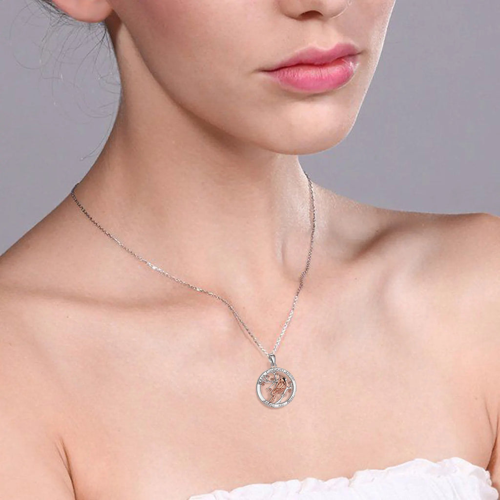 Eudora 925 Sterling Silver Cardinal Bird Necklace Rose Gold Color Animal Totem Christian Pendant Men Women Fine Jewelry Gift