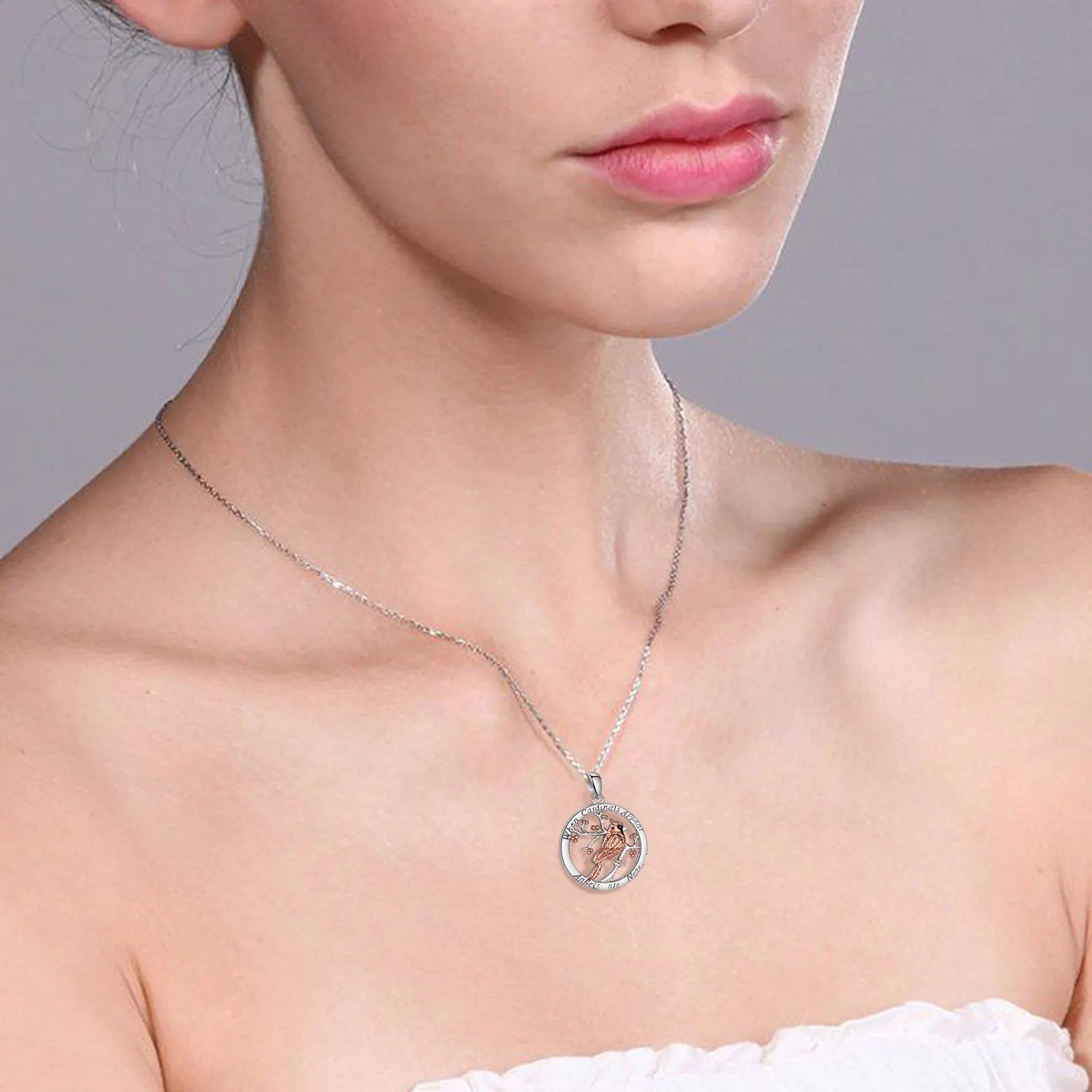 Eudora 925 Sterling Silver Cardinal Bird Necklace Rose Gold Color Animal Totem Christian Pendant Men Women Fine Jewelry Gift