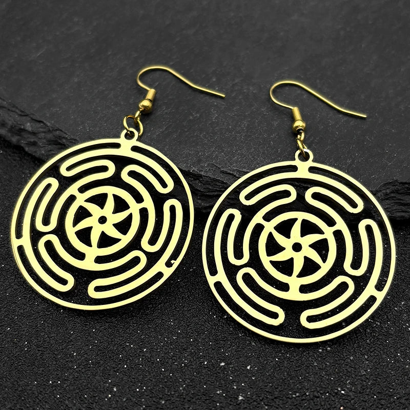 Hekate Wheel Stainless Steel Necklace Pendant Strophalos Hecate Magic Symbol Logo Charm PIN colier femme Jewelry N3046S03