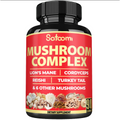 10-in-1 Turkey Tail & Lion's Mane Mushroom Complex – with Cordyceps & Reishi | Advanced Immune Shield, Cellular Defense & Vitality | 90 Vegan Capsules