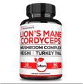10-in-1 Lion's Mane & Cordyceps Mushroom Complex – with Reishi & Turkey Tail | Focus, Immune Defense & Energy Support | 90 Vegan Capsules