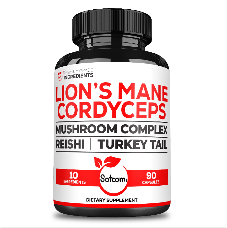 10-in-1 Lion's Mane & Cordyceps Mushroom Complex – with Reishi & Turkey Tail | Focus, Immune Defense & Energy Support | 90 Vegan Capsules