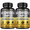 [2-Pack] 10-in-1 Mushroom Complex – Extra Strength Formula with Lion's Mane, Cordyceps & Reishi | Cognitive Clarity, Immune Defense & Energy Support | 60 Vegan Capsules