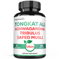 60 Vegan Capsules – 9in1 Tongkat Ali & Ashwagandha Extra Strength Formula – with Tribulus & Safed Musli | Performance, Stamina & Energy Booster | 60 Vegan Capsules