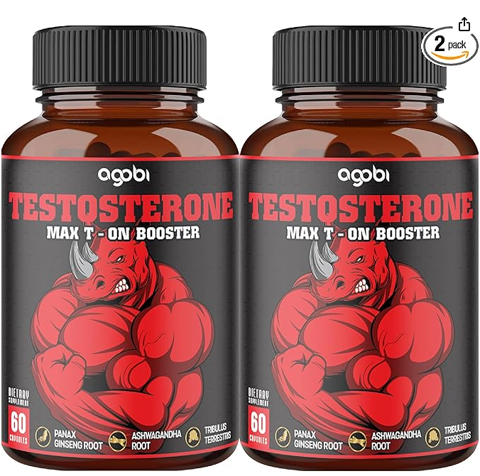 2 Packs - Agobi 11-in-1 Testosterone Extra Strength – with Panax Ginseng, Ashwagandha & Tribulus | Performance, Strength & Energy Booster | 60 Vegan Capsules