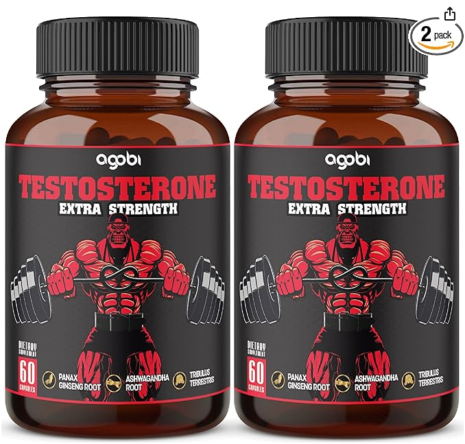 Agobi Herbal Test Support for Male Supplement – Advanced Performance Blend with Ashwagandha & Tribulus | Ultimate Power, Stamina & Energy Support | 2-Pack Combo (120 Capsules for 2 Months)