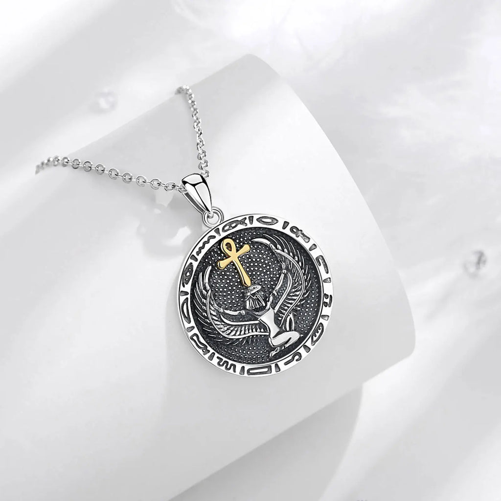 Eudora 925 Sterling Silver Ankh Cross Necklace Egyptian Goodness Amulet Pendant Egyptian Jewelry Personality Gift for Women Man