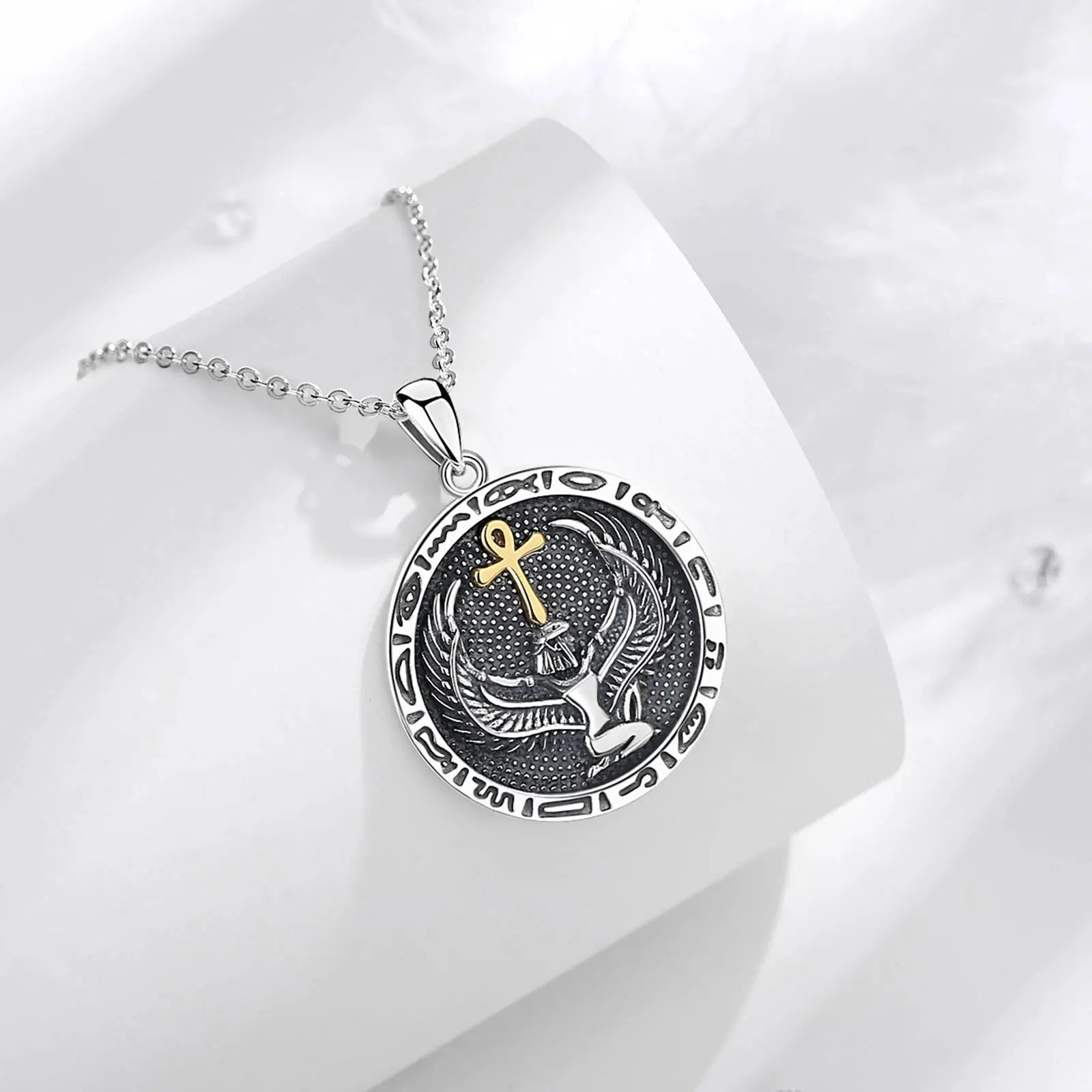 Eudora 925 Sterling Silver Ankh Cross Necklace Egyptian Goodness Amulet Pendant Egyptian Jewelry Personality Gift for Women Man